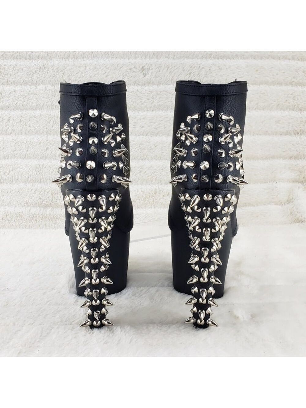 Spikes & Studs High Heel Platform Punk Rock Ankle Boots Fearless - Picture 7 of 11